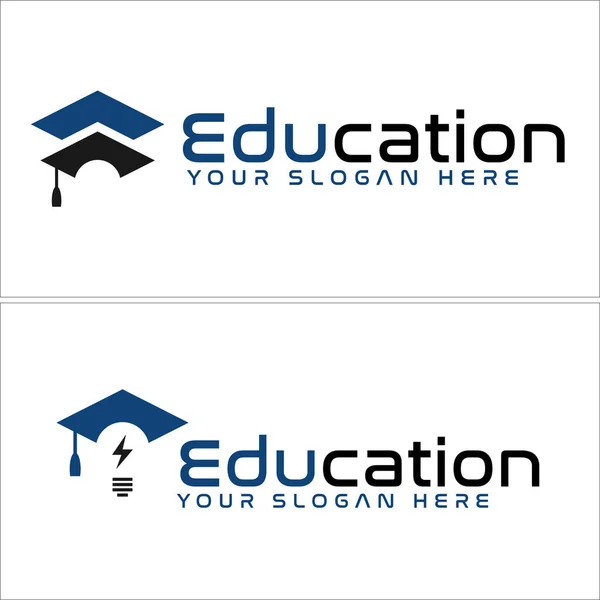 Éducation diplôme chapeau académie logo conception — Image vectorielle