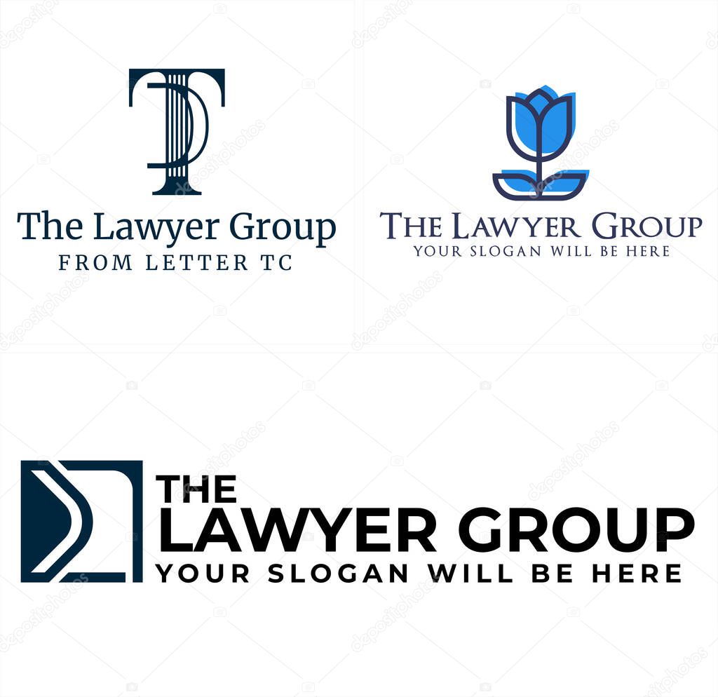 Blue black letter TC flower leaves and arrow square icon symbol initial logo design suitable for cosmetics natural beauty lawyer attorney service provide inheritance