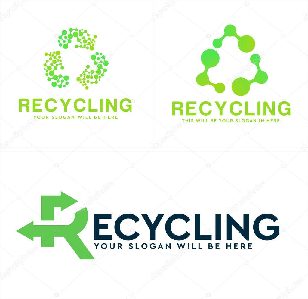 Ecological recycling icon logo design