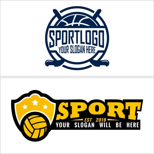 Logo emblème de volley-ball sportif design — Image vectorielle
