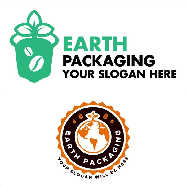 Einzelhandel umweltfreundliche Verpackung Erde Logo-Design — Stockvektor