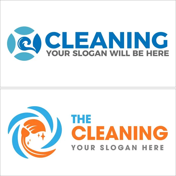 Servicio de limpieza splash broom water logo design — Vector de stock