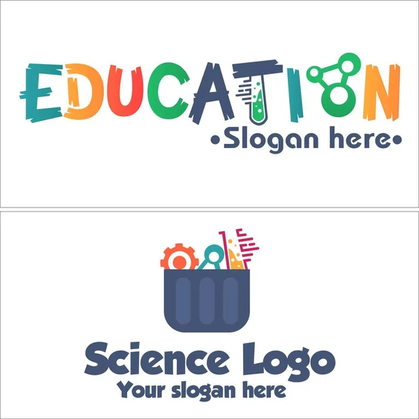 Education science labs colorful logo design — Stock Vector