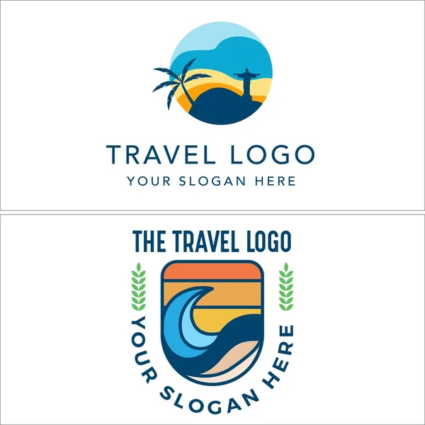 Voyage mer plage vacances logo design — Image vectorielle