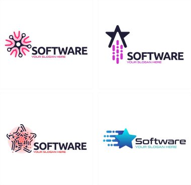 Teknoloji yazılımı yıldız teknolojisi devre logosu tasarımı