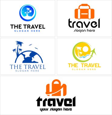 Seyahat acentası uçak deniz logosu tasarımı