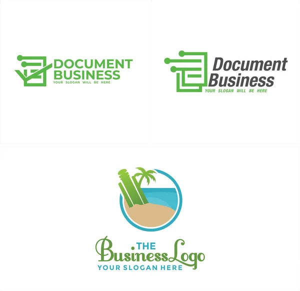 Business document tech and tree palm beach logo design — Stock Vector