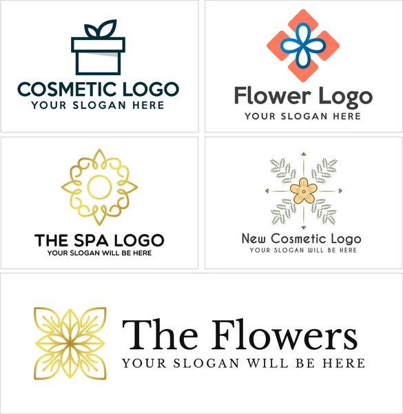 Spa aesthetics flower ornament cosmetic logo design — Stock Vector