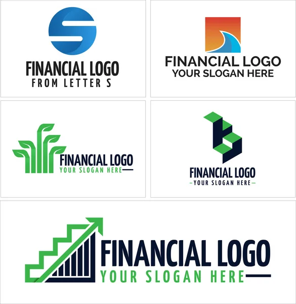 Gráfico financeiro seta folha verde crescimento logotipo design —  Vetores de Stock