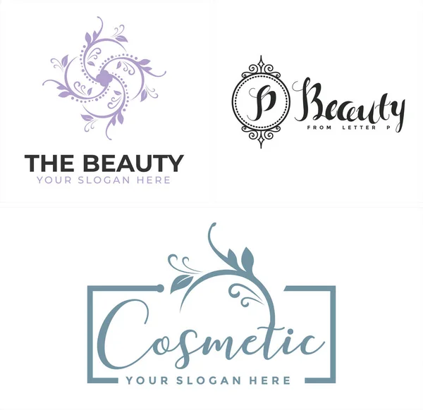 Kosmetyki salon piękności kobieta logo projekt — Wektor stockowy