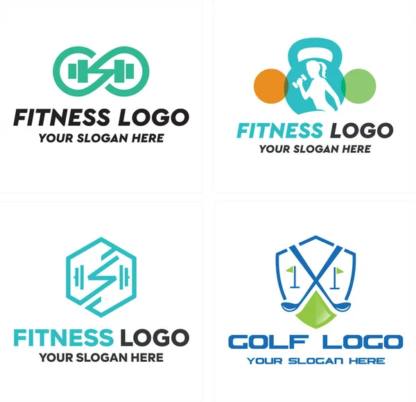 Sport gym och golf turnering logo design — Stock vektor