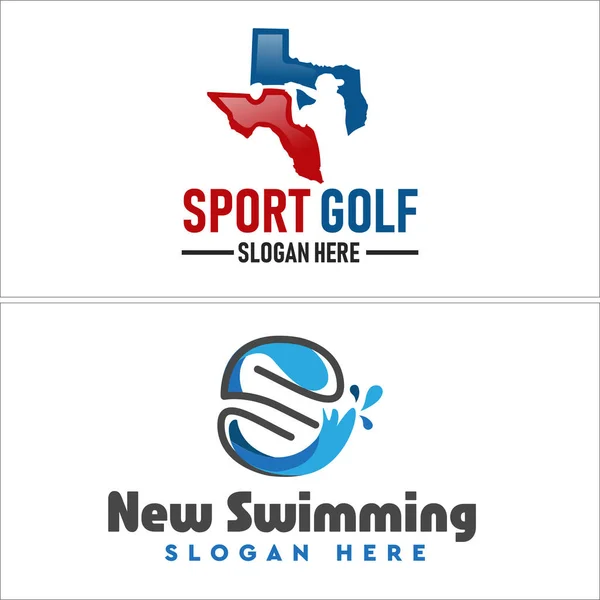 Sport de golf et de natation d'eau éclaboussure logo design — Image vectorielle