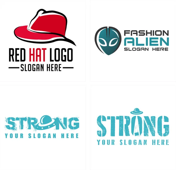 Mode kläder hatt främmande rymdskepp logotyp design — Stock vektor