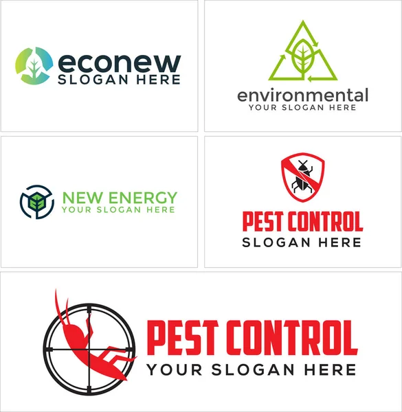 Umwelt Blatt Recycling Schädlingsbekämpfung Logo-Design — Stockvektor