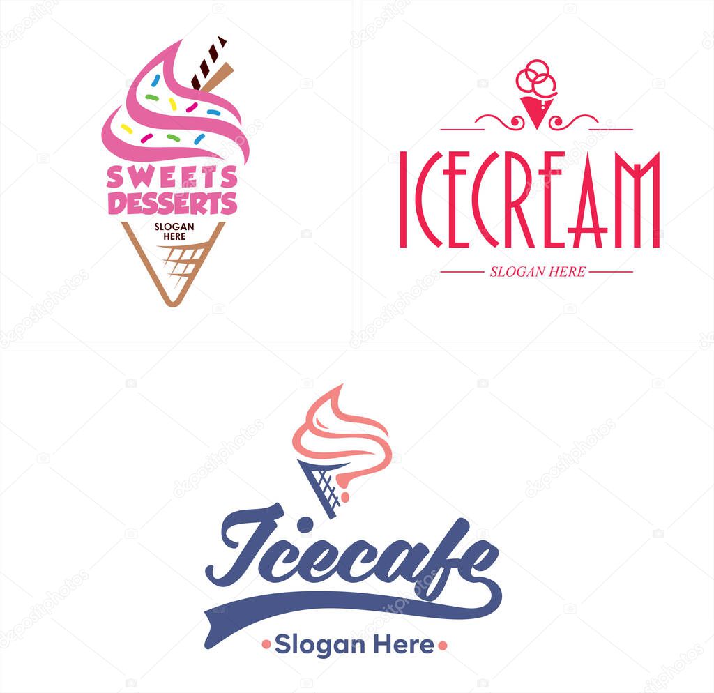Ice cream cone logo template vector illustration design suitable for retail food cafe shop business sweet dessert