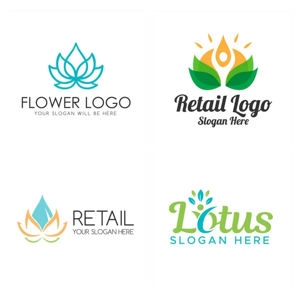 Lotus spa belleza gente sana logo diseño — Vector de stock