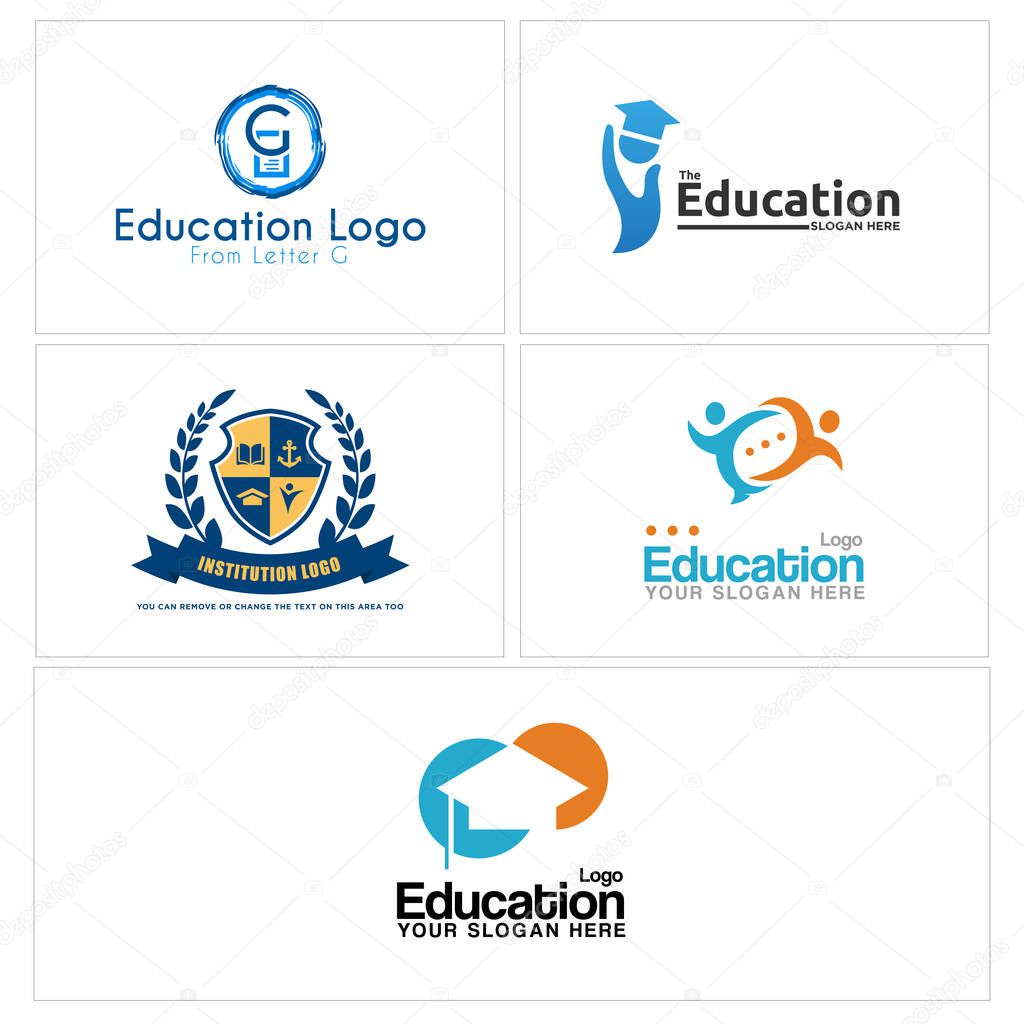 Education logo with people book anchor and graduation cap vector illustration suitable for symbol institution school teacher private academy