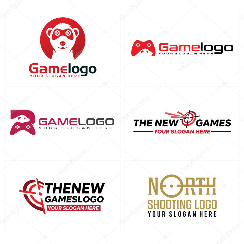 Ferret joystick and shooting circle logo design concept vector illustration suitable for logo game recreational animal archery training