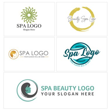 Spa logo tasarım vektörü seti
