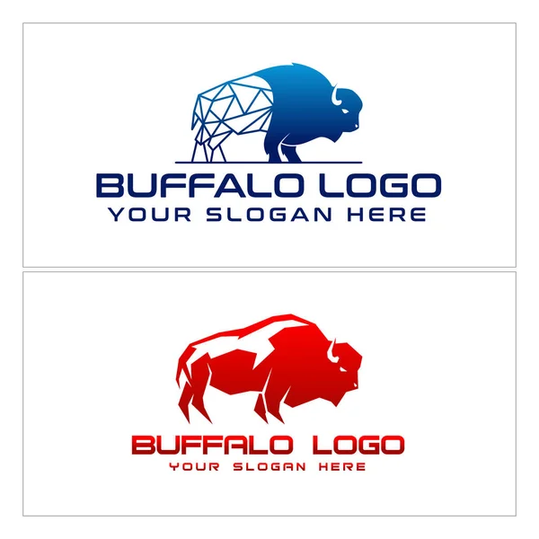 Buffalo poligonal design logotipo do vetor linear — Vetor de Stock