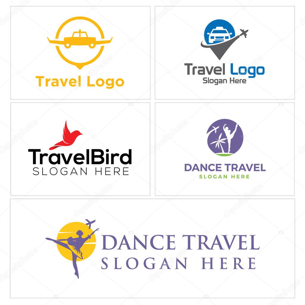 Travel dance women car plane logo design