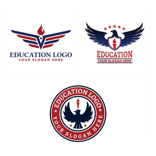Éducation patriotique aigle torche emblème logo conception — Image vectorielle