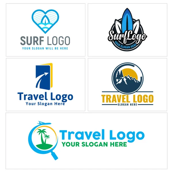 Travel recreation surf sea family logo design — Stock Vector