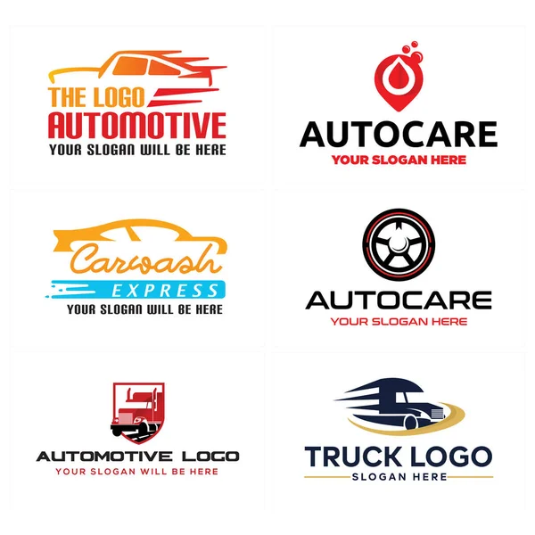 Automotive car wash truck delivery logo design — Stock Vector