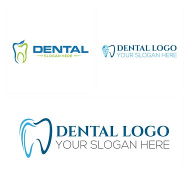 Dişçi diş yaprağı çizgisi vektör logosu tasarımı
