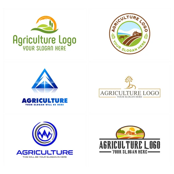 Agriculture landscape nature farming logo design — Stock Vector