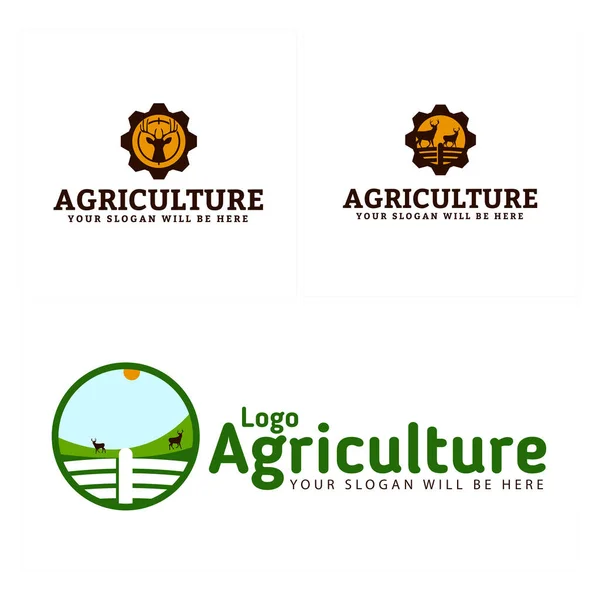 Agriculture animal deer zoo farm logo design — Stock Vector