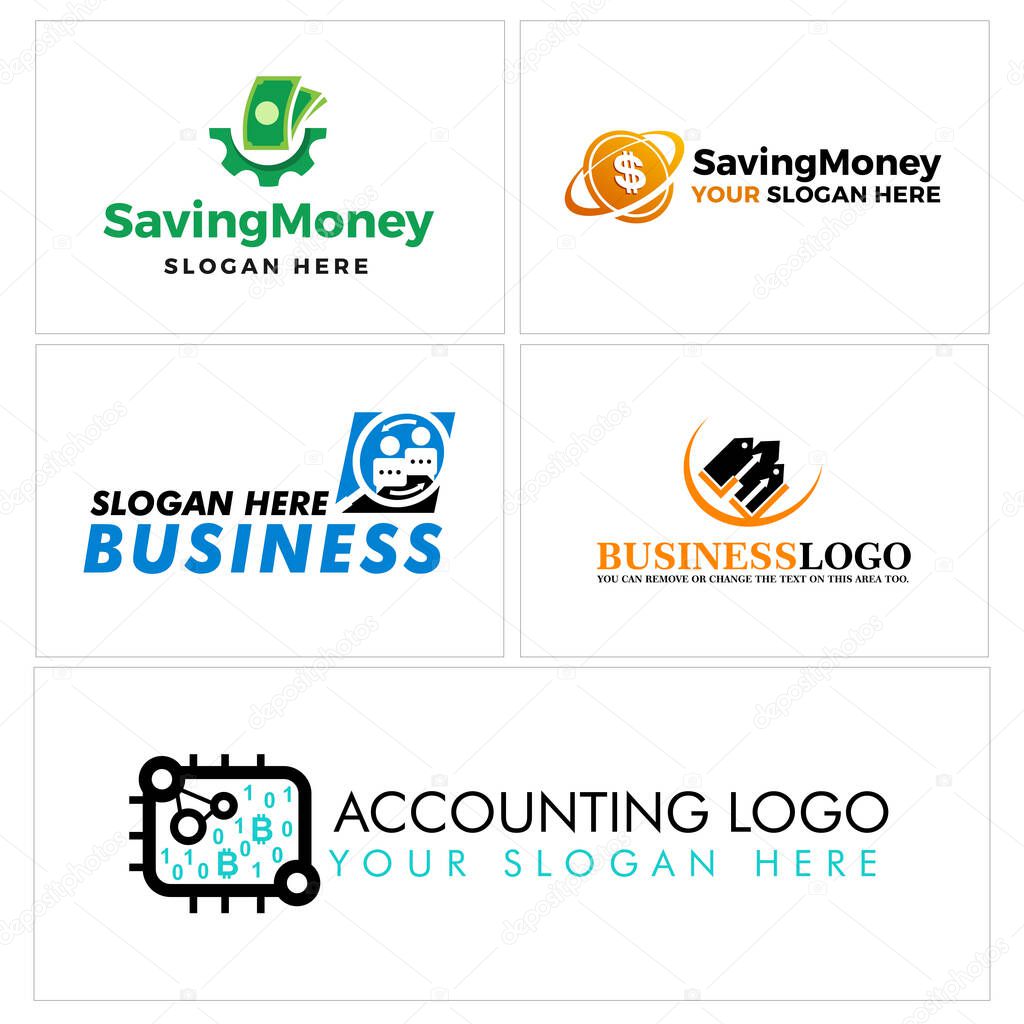 Accounting logo with coin currency dollar and price sale vector illustration suitable for business consulting money company financial capital marketing