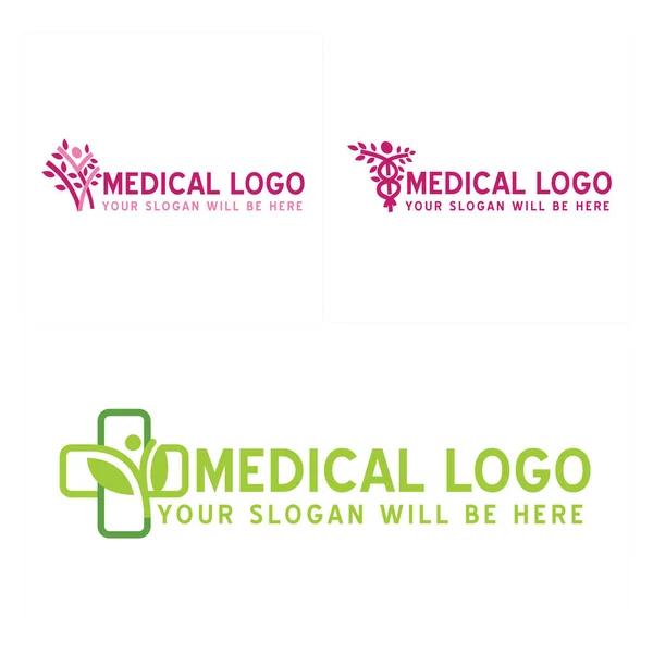 Medical healthcare nature leaf people logo design — Stock Vector