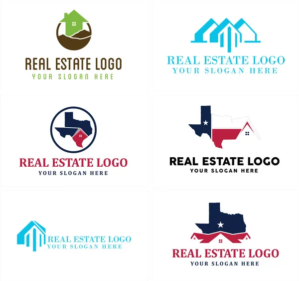 Inmobiliarias en Texas business property logo design — Vector de stock