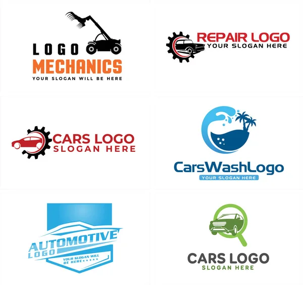 Automotive service mechanics car repair logo design — Stock Vector