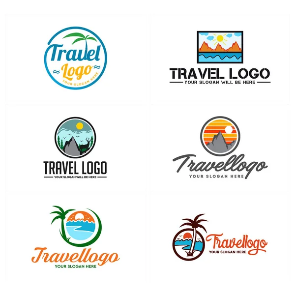 Diseño colorido del logotipo de la insignia del viaje — Vector de stock