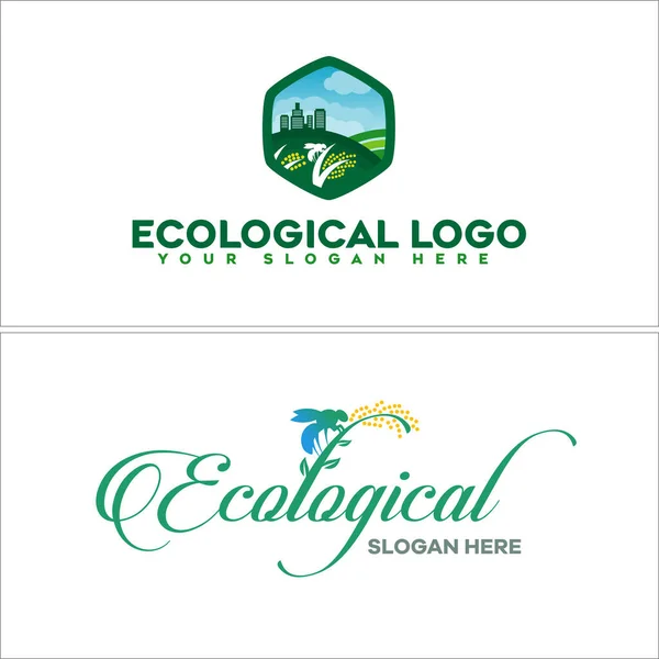 Environment landscape building ecological logo design — Stock Vector
