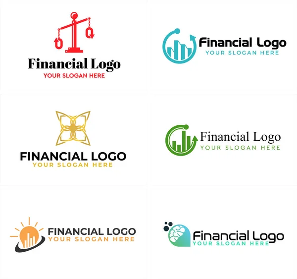 Contabilidade financeira gráfico seta cérebro logotipo design —  Vetores de Stock