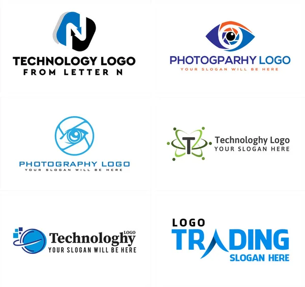 Technology photography eye lens global tech pixel logo design — Stock Vector