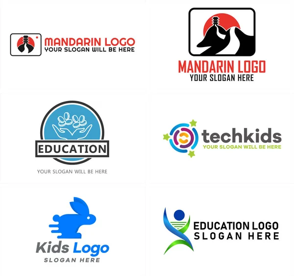Icône symbole éducation technologie enfants lapin rapide logo conception — Image vectorielle