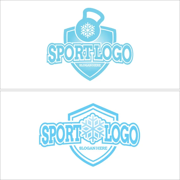 Shield Abzeichen Ski Schneeflocke Sport Logo Design — Stockvektor