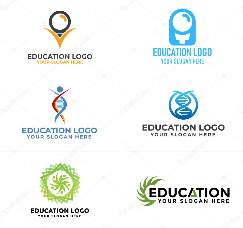 Blue green line art logo design combine people and helix with ball golf suitable for education school teacher medical sport training