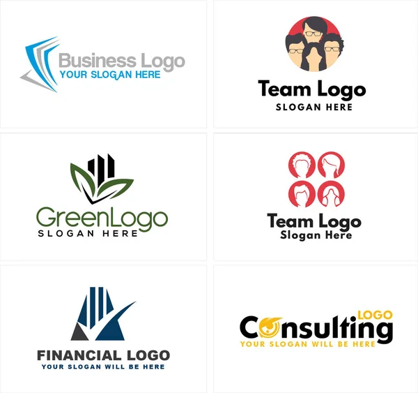 Consultoria de marketing financeiro e design de logotipo da equipe de mídia social —  Vetores de Stock