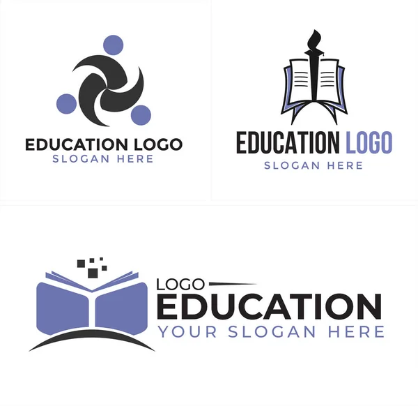 Libro de educación biblioteca digital logo design — Vector de stock