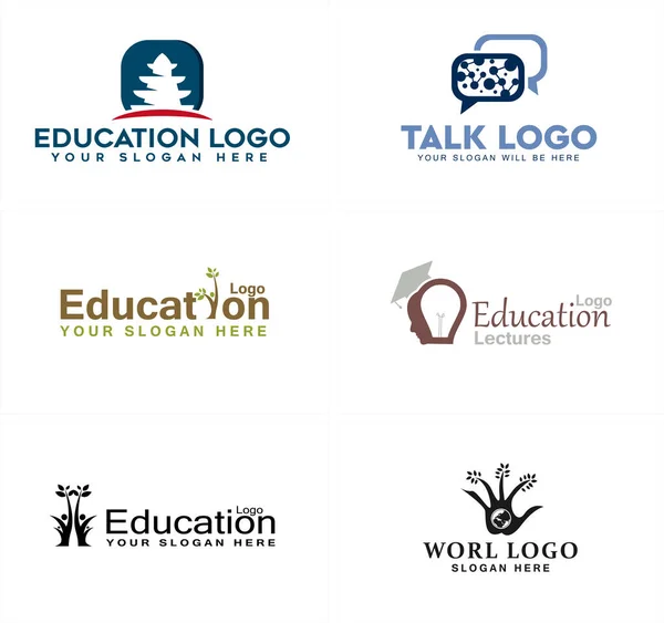 Un conjunto de diseño del logotipo de la educación — Archivo Imágenes Vectoriales