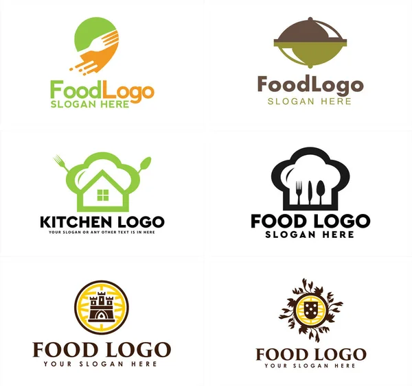 Ein Set Food Chef Restaurant Logo Design — Stockvektor
