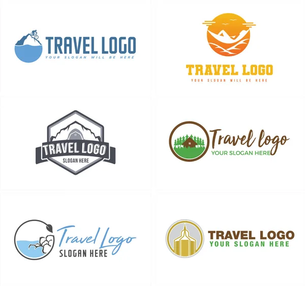 A set of travel adventure logo design — Stock Vector