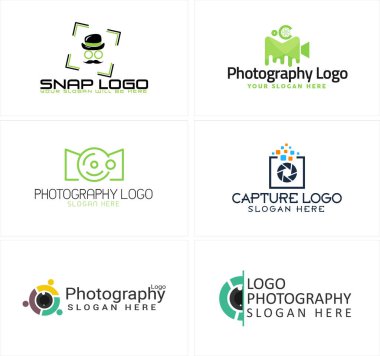 Bir set kamera fotoğraf logosu tasarımı