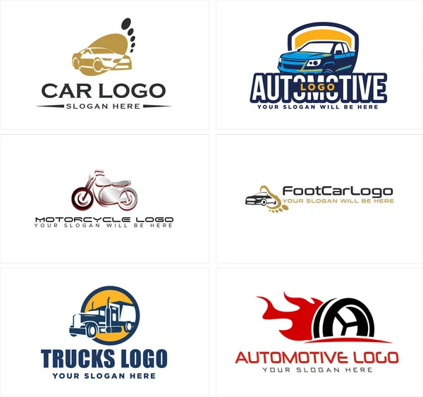 Um conjunto de carro automotivo moto logotipo design — Vetor de Stock