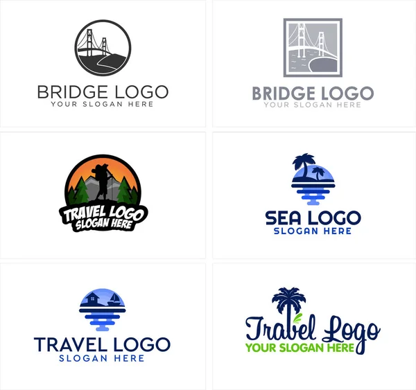 A set of travel adventure logo design — Stock Vector